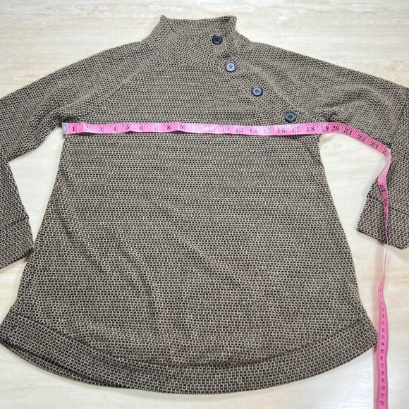 French Laundry Top Small Tunic Mock Neck Long Sleeve Button Front Brown - Picture 5 of 8